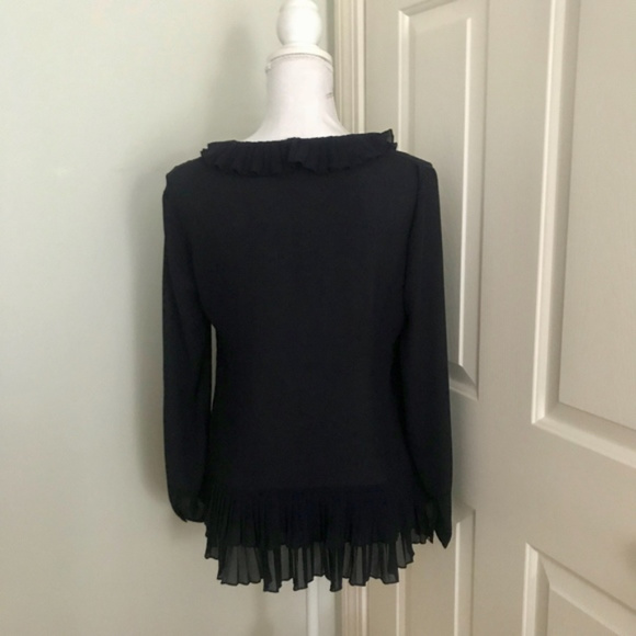 { Banana Republic } Navy Blue Ruffle Sheer Top - Picture 4 of 4